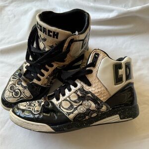 Coach Haven Ball PT Rare Black and White High-Top Sneakers Sz 9M